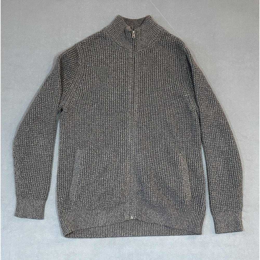 Vintage LL Bean Sweater Mens Size M Cable Knit Pullover Full Zip Heavy - Picture 1 of 7